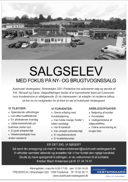 SALGSELEV - Autohuset Vestergaard A/S