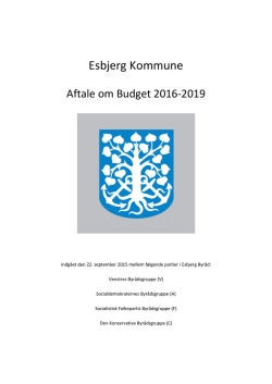 Esbjerg Kommunes budgetaftale 2016-2019