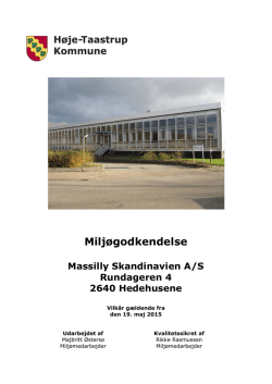 Miljøgodkendelse Massilly Skandinavien A/S Rundageren 4 2640