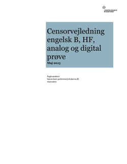 Censorvejledning engelsk B, HF, analog og digital prøve