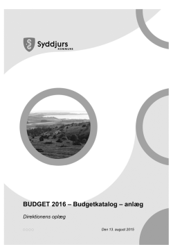 BUDGET 2016 – Budgetkatalog – anlæg