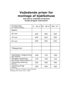 montage af bjælkehuse Vejledende priser for