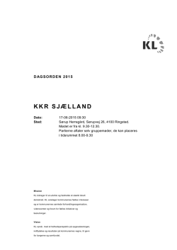 Dagsorde til møde i KKR Sjælland den 17. juni 2015