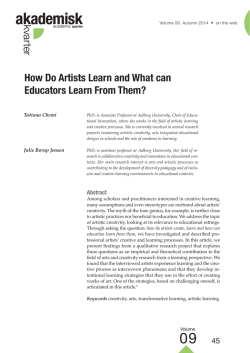 How Do Artists Learn and What can Educators Learn From Them?