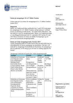 A.5. Notat af 14.9.2015 vedr. status på ansøgninger til A.P. Møller