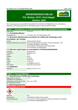 SIKKERHEDSDATABLAD Filt. Shellac 3510 / Hvid