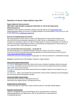Nyhedsbrev om demens i Region Sjælland, august 2015 Region