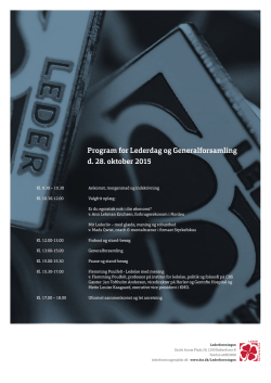 Program for Lederdag og Generalforsamling d. 28. oktober 2015