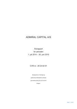 Admiral Capital – Årsrapport for regnskabsåret 1. juli 2014