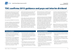 TDC confirms 2015 guidance and pays out interim dividend