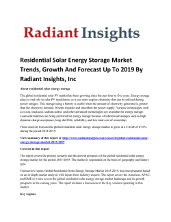 Residential Solar Energy Storage Market Size, Competitive Trends Report: Radiant Insights, Inc