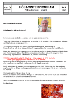 Höst/Vinterprogram - Aktiva Seniorer Malmö