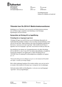 Yttrande över Ds 2014:41 Medicrimekonventionen