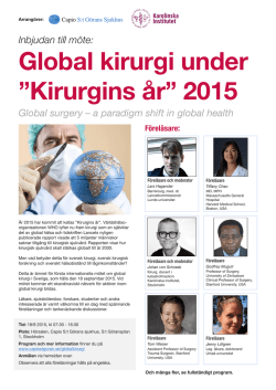 Inbjudan till möte: Global surgery – a paradigm shift in global health