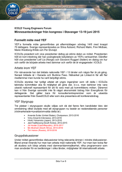 Rapport från YEF i Stavanger 2015