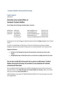 Tynderö Byfiber Lägesrapport 2015-09