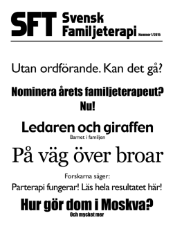 SFT – Svensk Familjeterapi nr 1 2015