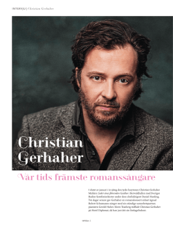 Intervju med Christian Gerhaher i tidskriften Opera