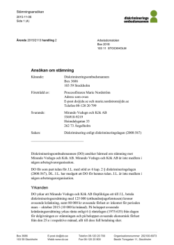Stämningsansökan  - Diskrimineringsombudsmannen
