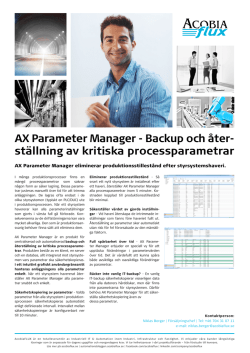 AX Parameter Manager - Backup och åter- ställning
