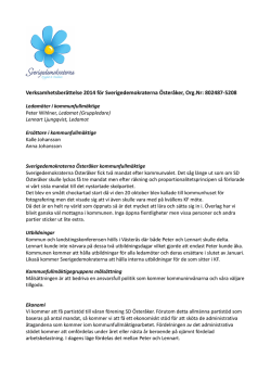 Verksamhetsberättelse 2014 för Sverigedemokraterna Österåker
