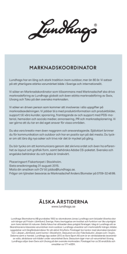 Platsannons Marknadskoordinator 2015.indd