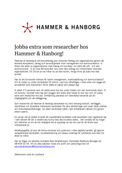 Jobba extra som researcher hos Hammer & Hanborg!