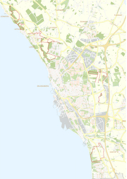 Översiktskarta över ridvägar i Helsingborg
