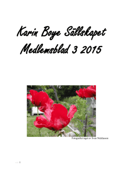 Meddelande 3, 2015 - Karin Boye Sällskapet