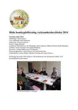 Böda hembygdsförening verksamhetsberättelse 2014