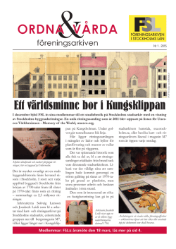 Ordna & Vårda nr 1 - 2015 - Föreningsarkiven i Stockholms län
