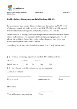 Bäckbyskolan erbjuder sommarskola för elever i åk 4