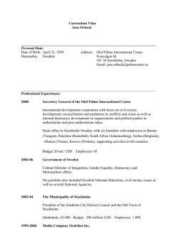 Curriculum Vitae Jens Orback - Olof Palme International Center