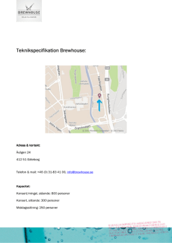 Teknikspecifikation Teknikspecifikation Brewhouse Brewhouse