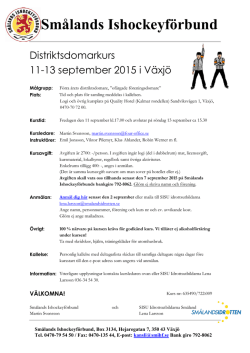 Distriktsdomarkurs 11-13 september 2015 i Växjö