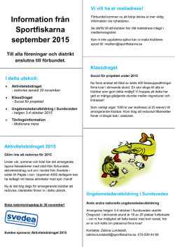 Information från Sportfiskarna september 2015