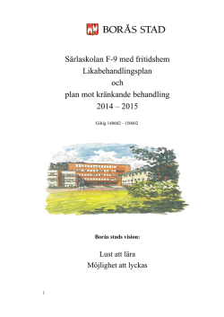 Särlaskolan F-9 med fritidshem Likabehandlingsplan och