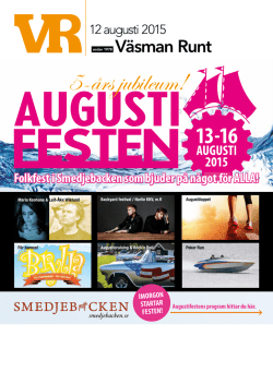 12 augusti 2015 Folkfest i Smedjebacken som bjuder på något för