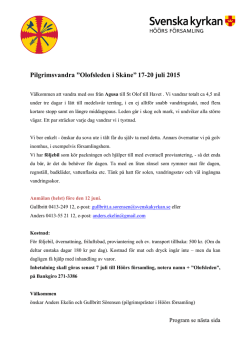 Pilgrimsvandra ”Olofsleden i Skåne” 17-20 juli 2015