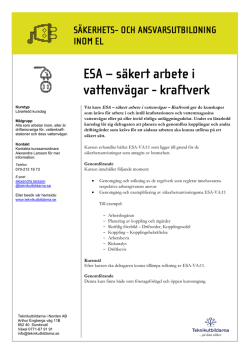 ESA – säkert arbete i vattenvägar - kraftverk