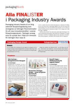 Alla FINALISTER i Packaging Industry Awards