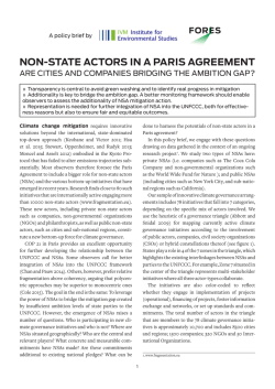 NON-STATE ACTORS IN A PARIS AGREEMENT