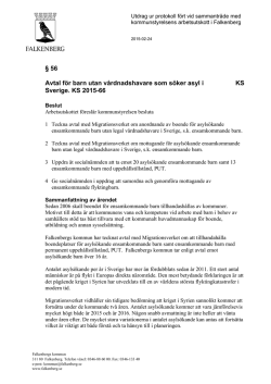 56 Avtal för barn utan vårdnadshavare som söker asyl i KS Sverige