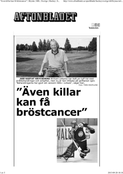 Även killar kan få bröstcancer” | Brynäs | SHL | Sverige | Hockey
