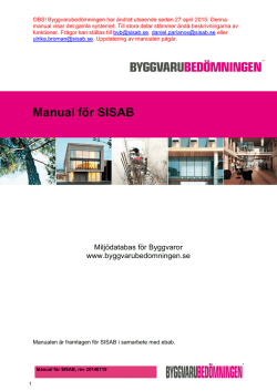 Byggvarubedömningen – manual för SISAB