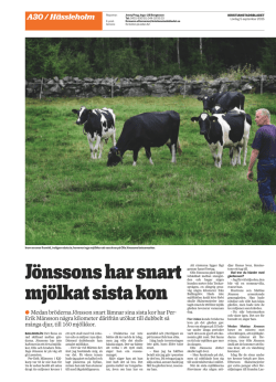 Jönssons har snart mjölkat sista kon