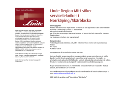 Linde Region Mitt söker servicetekniker i Norrköping/Skärblacka