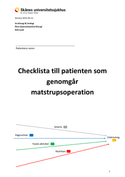 Checklista till patienten som genomgår matstrupsoperation