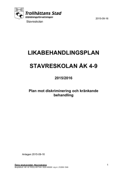 Likabehandlingsplan Stavreskolan 4-9