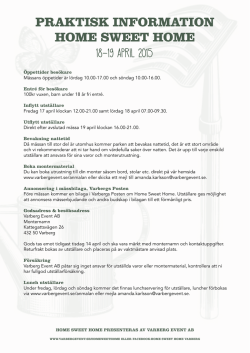 PRAKTISK INFORMATION HOME SWEET HOME